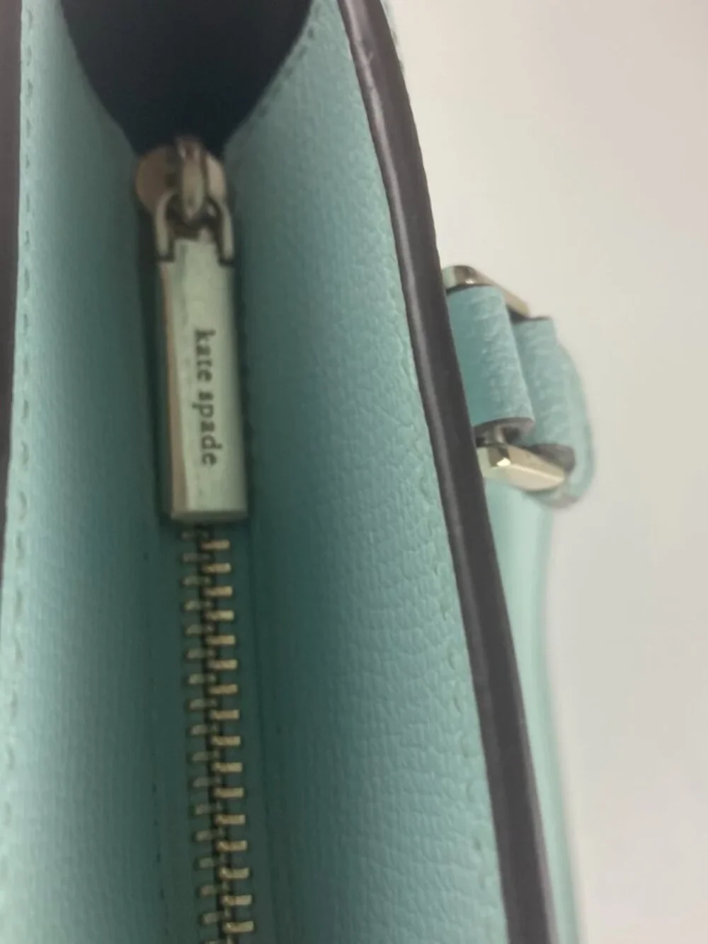 Kate Spade NY Spring Meadow Tote Bag Logo 2 Handle Purse Satchel Teal Mint Used
